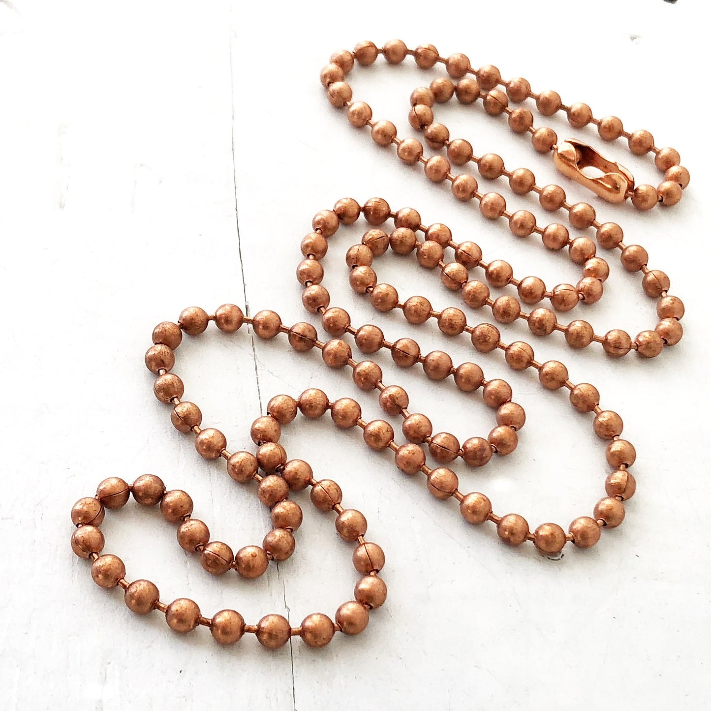 4.5mm Solid Copper Ball Chain Necklace with End Connector – Custom Length