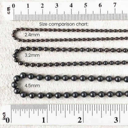 4.5mm Oxidized Copper Ball Chain Necklace – Large, Chunky, Heavy, Custom Length