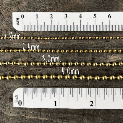 2.4mm Solid Brass Ball Chain Necklace with Connector – Custom Length