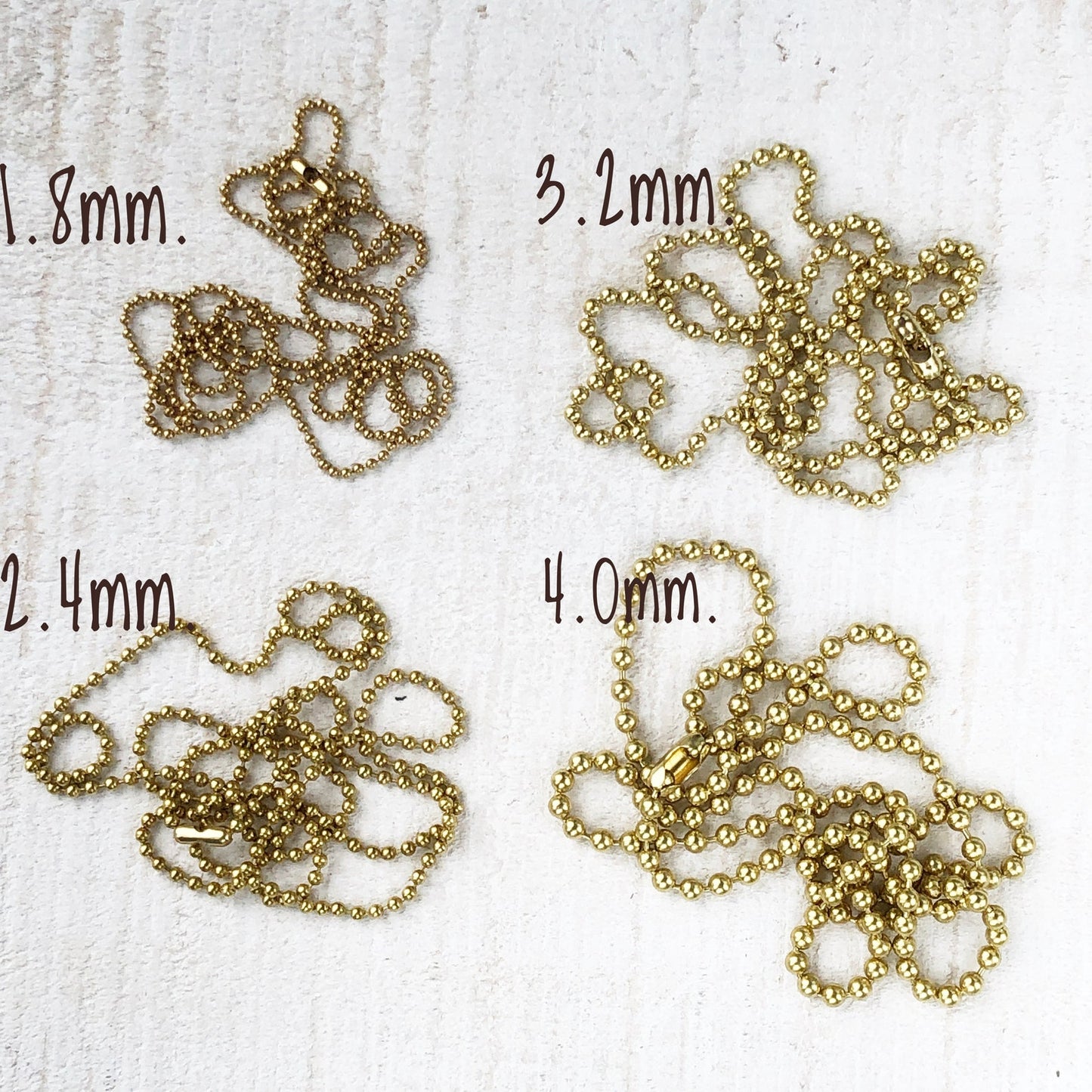 2.4mm Solid Brass Ball Chain Necklace with Connector – Custom Length