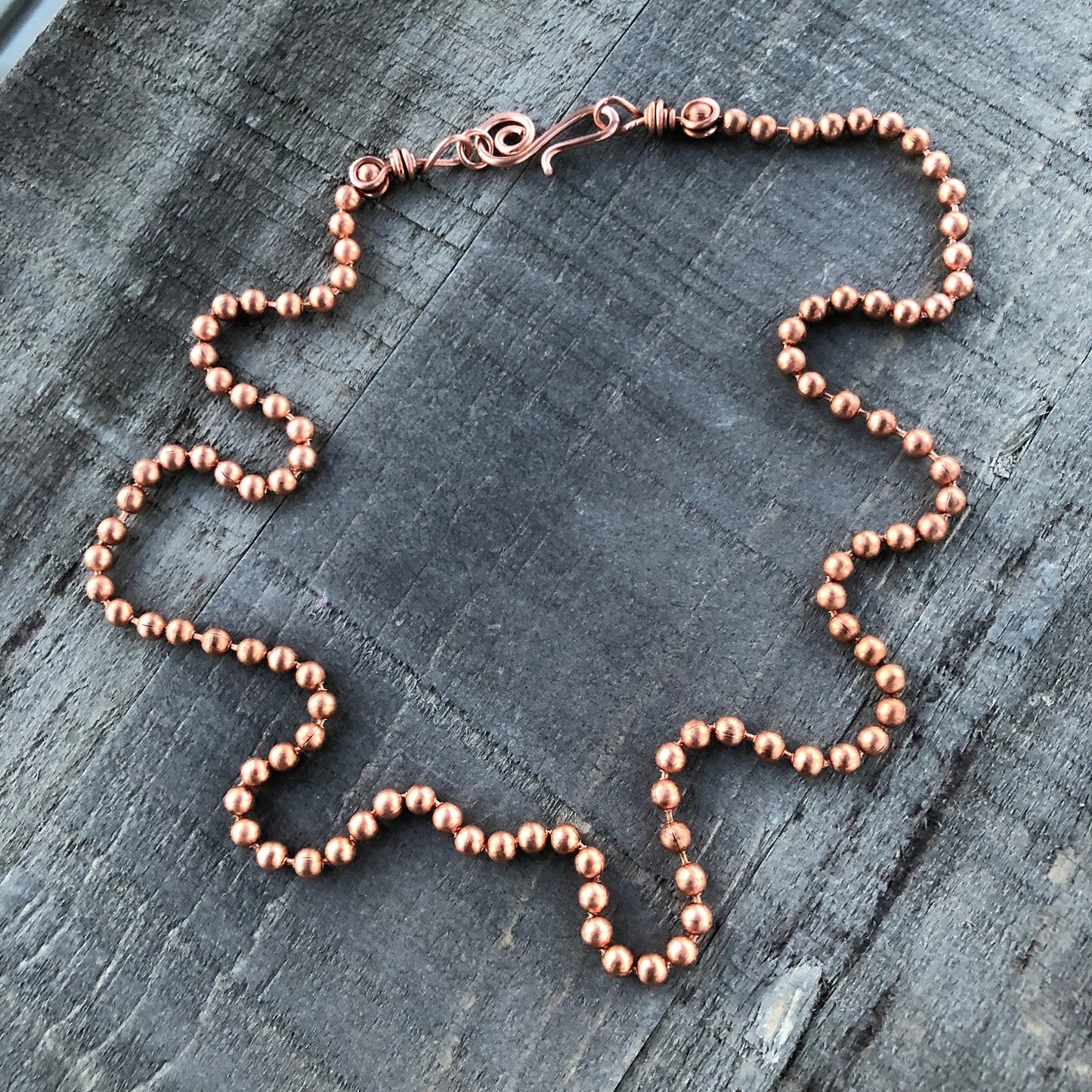 Large 4.5mm Copper Ball Chain Necklace with Artisan Clasp – Custom Length