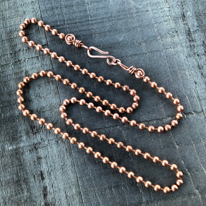 Large 4.5mm Copper Ball Chain Necklace with Artisan Clasp – Custom Length