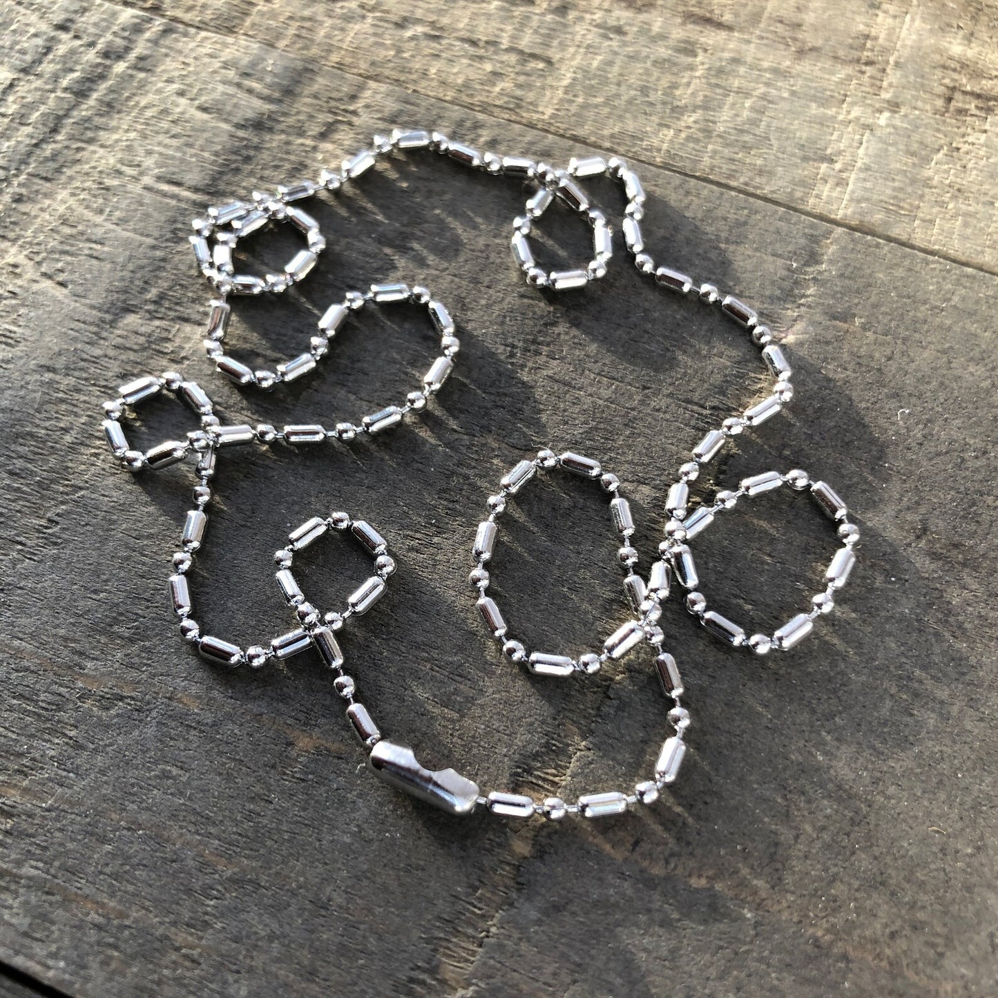 2mm Stainless Steel Ball-Bar Chain Necklace – Shiny Silver-Alternative with Connector