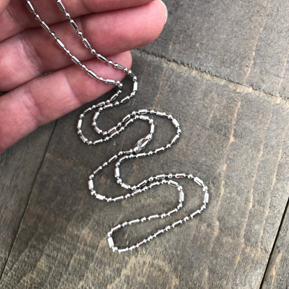 2mm Stainless Steel Ball-Bar Chain Necklace – Shiny Silver-Alternative with Connector