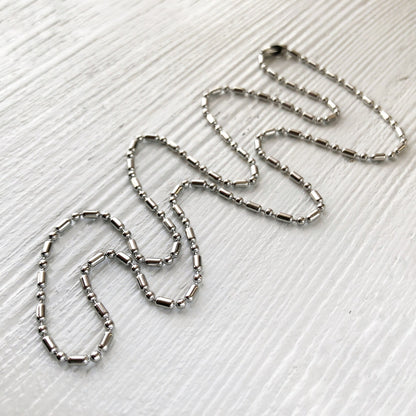 2mm Stainless Steel Ball-Bar Chain Necklace – Shiny Silver-Alternative with Connector