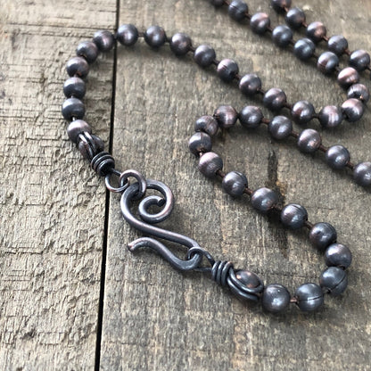 Oxidized 4.5mm Copper Ball Chain Necklace with Artisan Clasp – Custom Length