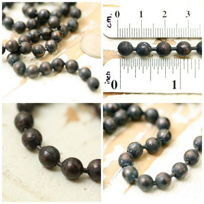 6mm Large Solid Brass Ball Chain Necklace – Chunky Antiqued Patina, Custom Length