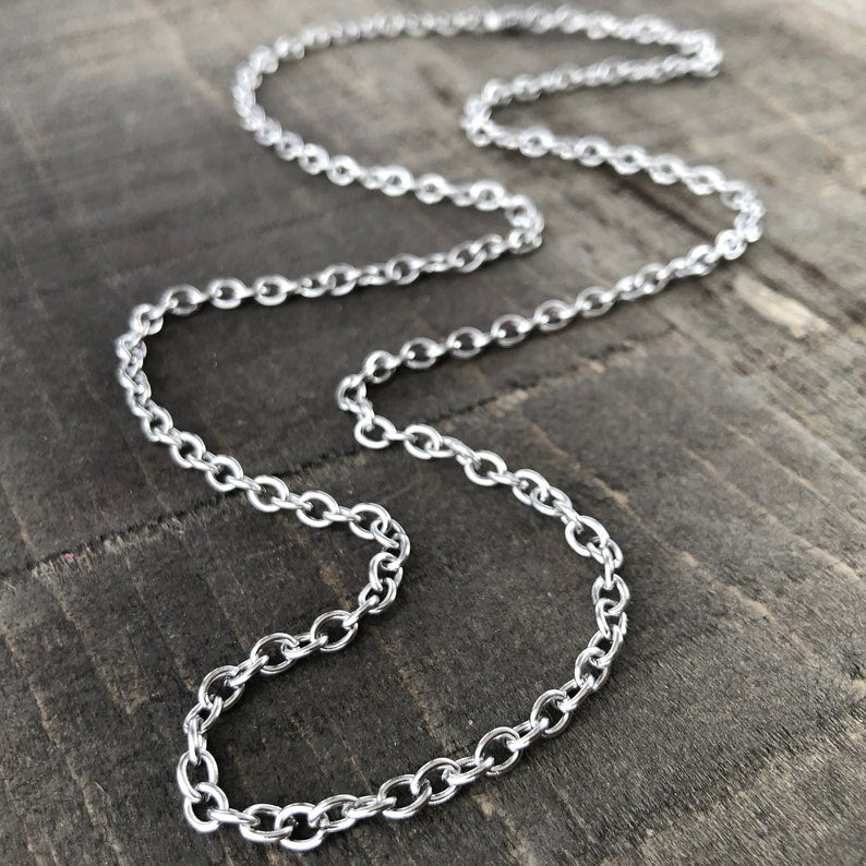 Adjustable Stainless Steel Cable Chain Necklace – 3.7mm Links with Lobster Clasp, 23” (Matinée Length)