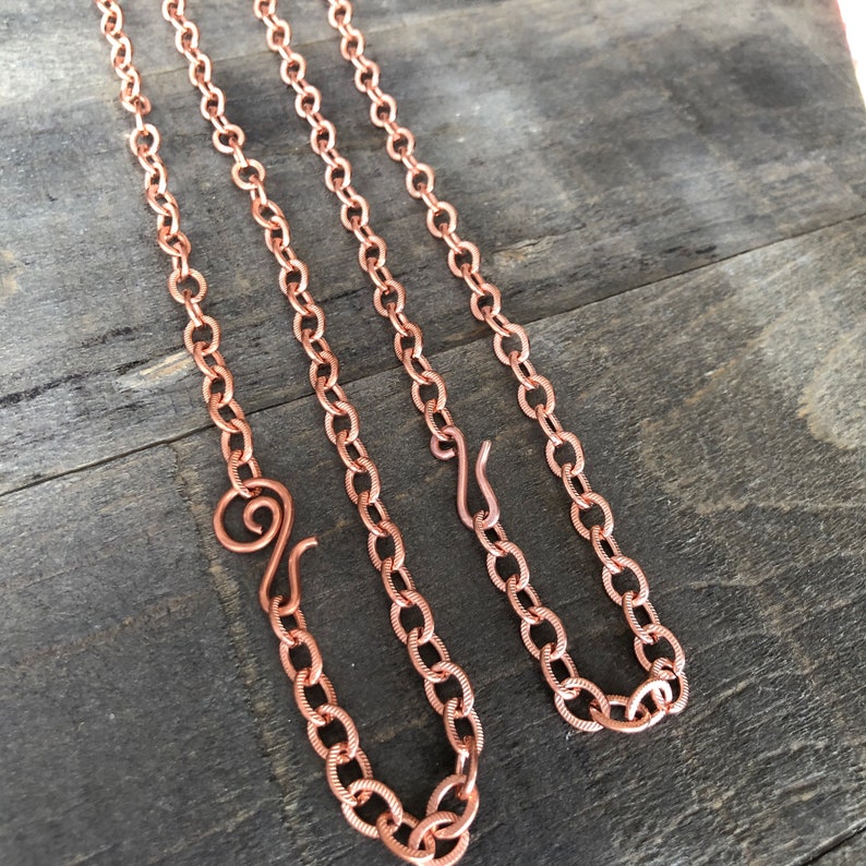 Etched Cable Copper Necklace – Adjustable Custom Length with Handmade Clasp