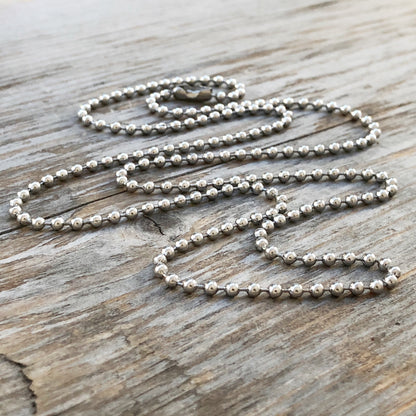 Stainless Steel 2.4mm Ball Chain Necklace – Long Silver Alternative with Connector