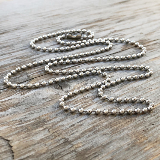 Stainless Steel 2.4mm Ball Chain Necklace – Long Silver Alternative with Connector