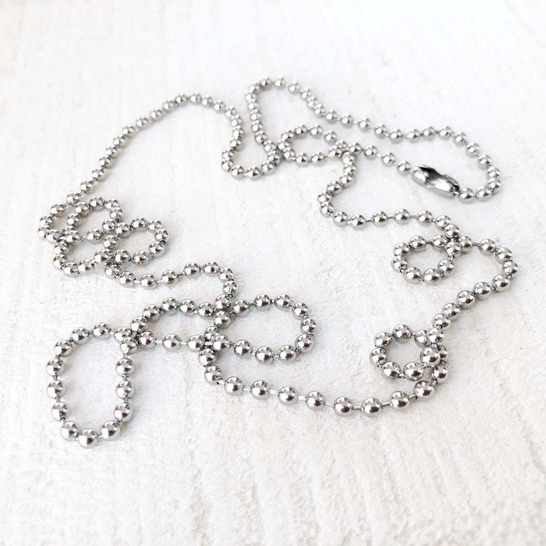 Stainless Steel 3.2mm Ball Chain Necklace – Silver Alternative with Connector