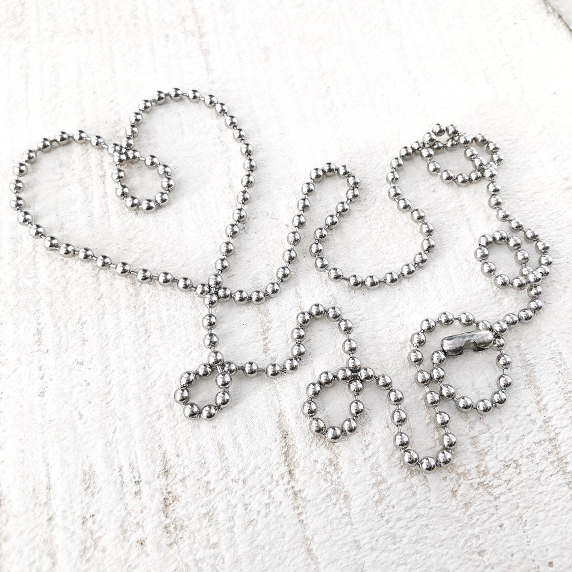 Stainless Steel 3.2mm Ball Chain Necklace – Silver Alternative with Connector