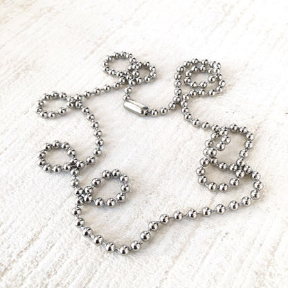 Large Stainless Steel Ball Chain Necklace – 4mm with Connector