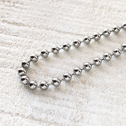 Large Stainless Steel Ball Chain Necklace – 4mm with Connector