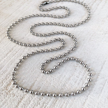 Large Stainless Steel Ball Chain Necklace – 4mm with Connector
