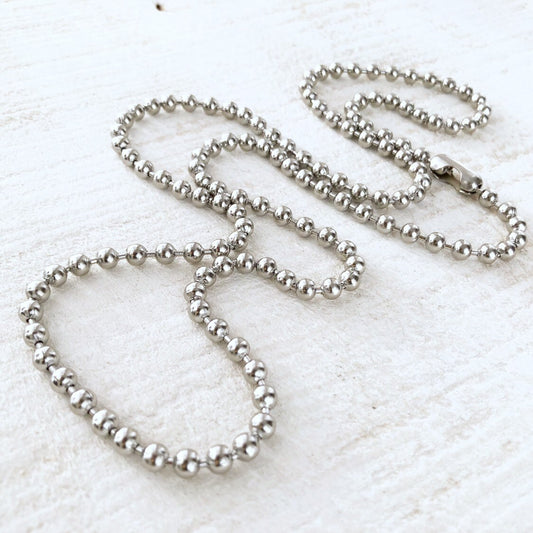 X-Large Stainless Steel Ball Chain Necklace – 5mm with Connector