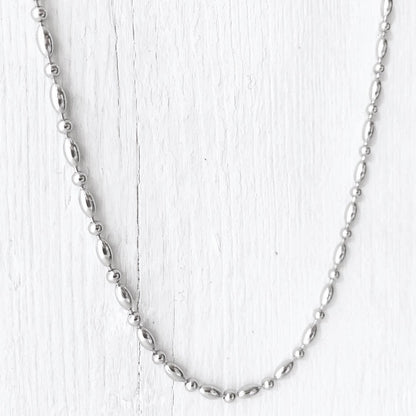 Stainless Steel 3.2mm Ball-bar Chain Necklace – Silver Alternative with Connector