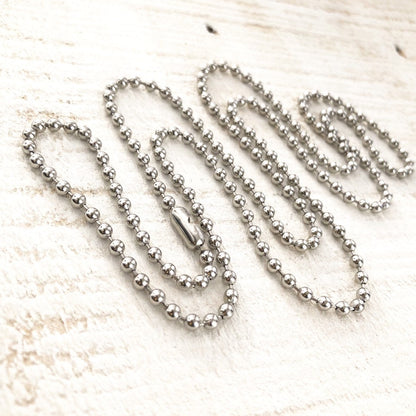 Stainless Steel 3.2mm Ball Chain Necklace – Silver Alternative with Connector