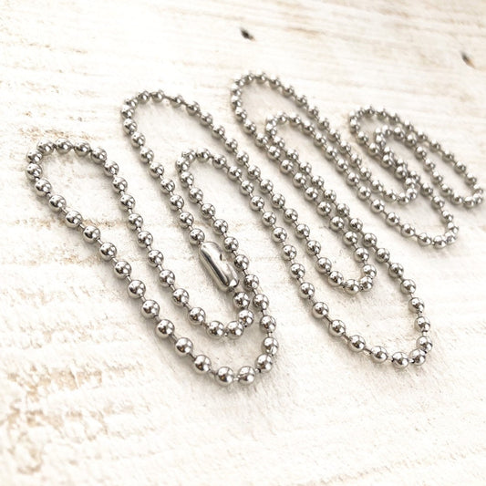 Stainless Steel 3.2mm Ball Chain Necklace – Silver Alternative with Connector