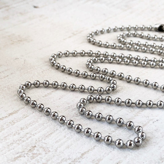 Large Stainless Steel Ball Chain Necklace – 4mm with Connector