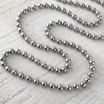 X-Large Stainless Steel Ball Chain Necklace – 5mm with Connector