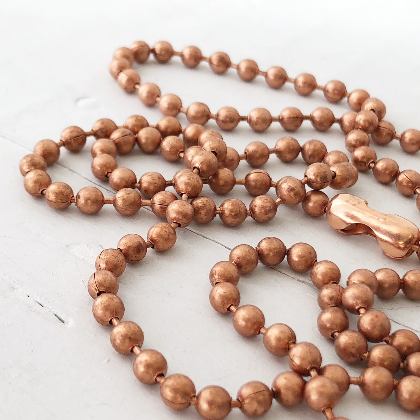 4.5mm Solid Copper Ball Chain Necklace with End Connector – Custom Length
