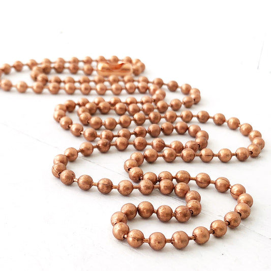 4.5mm Solid Copper Ball Chain Necklace with End Connector – Custom Length