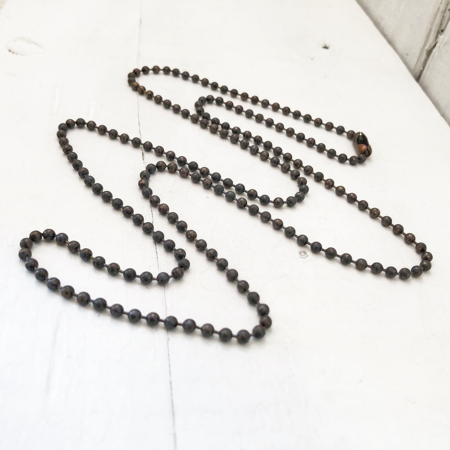 3.2mm Antiqued Solid Brass Ball Chain Necklace – Custom Length with End Connector
