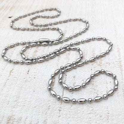 Stainless Steel 3.2mm Ball-bar Chain Necklace – Silver Alternative with Connector