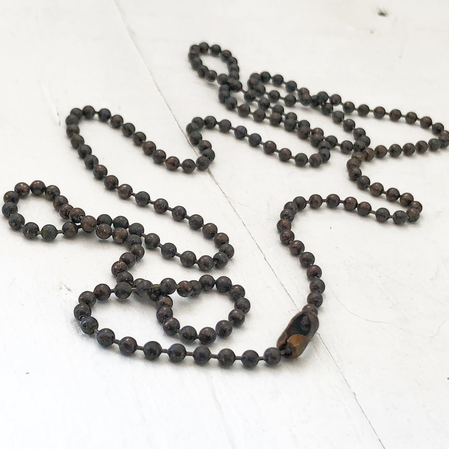 3.2mm Antiqued Solid Brass Ball Chain Necklace – Custom Length with End Connector