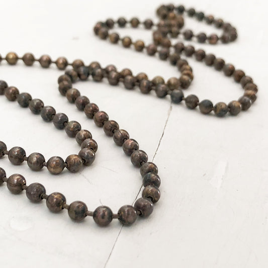 4mm Large Ball Chain Necklace – Antiqued Solid Brass with End Connector, Custom Length