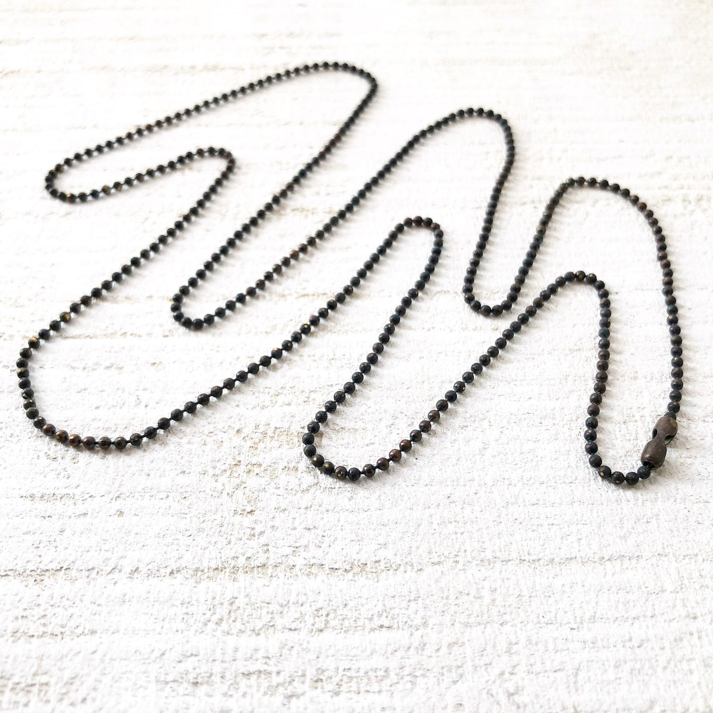 Solid Brass Ball Chain 1.8mm with Connector, Aged Finish, Custom Necklace Length