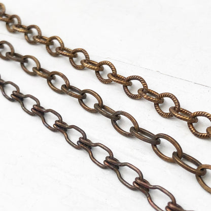 Antiqued Solid Brass Necklace Chain – Adjustable Custom Cable Style with Artisan Clasp