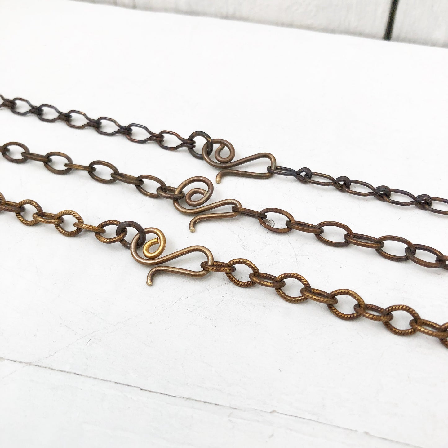 Antiqued Solid Brass Necklace Chain – Adjustable Custom Cable Style with Artisan Clasp