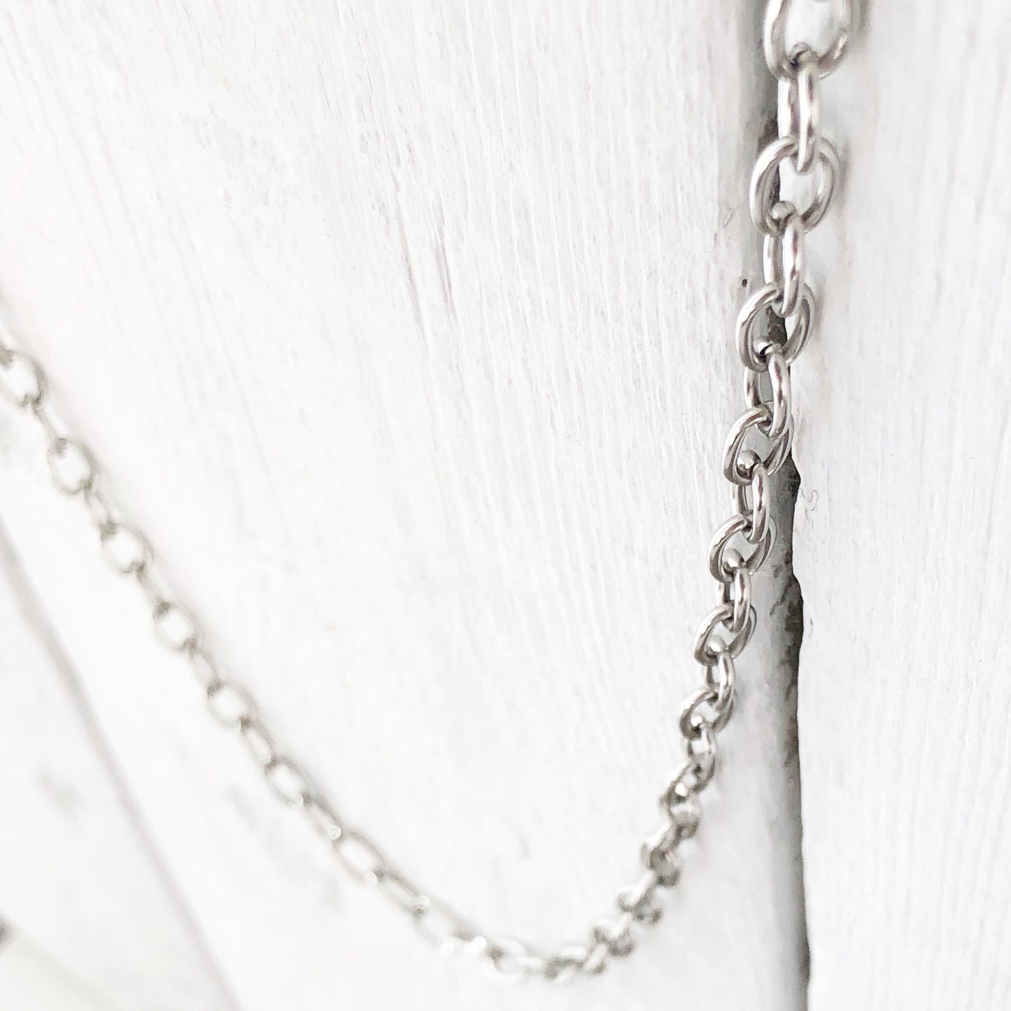 Stainless Steel Cable Chain Necklace – Large Oval Links with Handmade Swirl Clasp, Adjustable Length