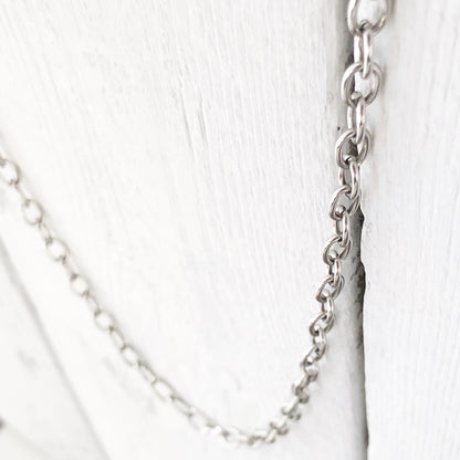 Stainless Steel Cable Chain Necklace – Large Oval Links with Handmade Swirl Clasp, Adjustable Length