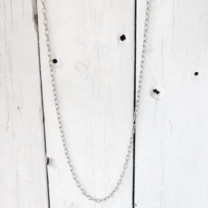 Stainless Steel Cable Chain Necklace – Large Oval Links with Handmade Swirl Clasp, Adjustable Length