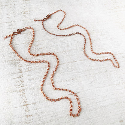 Copper Ladder Chain, Adjustable Custom Petite Chain with Artisan Clasp
