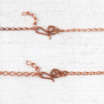 Copper Ladder Chain, Adjustable Custom Petite Chain with Artisan Clasp