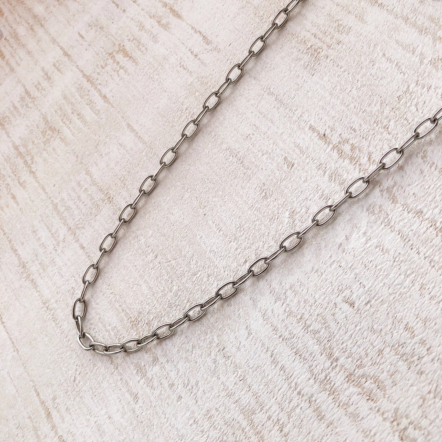 Stainless Steel Cable Chain Necklace – Large Oval Links with Handmade Swirl Clasp, Adjustable Length