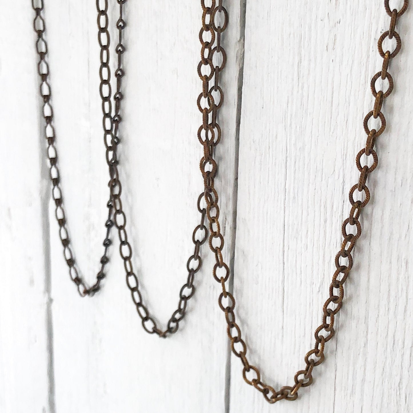 Antiqued Solid Brass Necklace Chain – Adjustable Custom Cable Style with Artisan Clasp