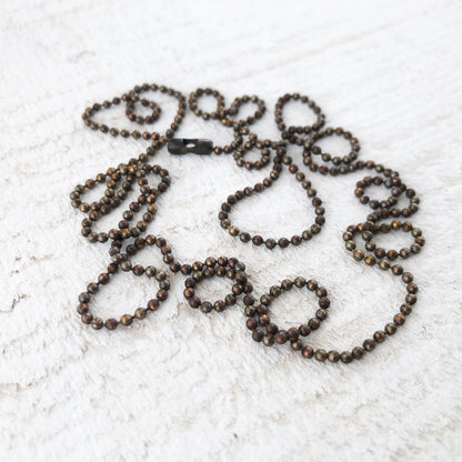 Solid Brass Ball Chain 1.8mm with Connector, Aged Finish, Custom Necklace Length