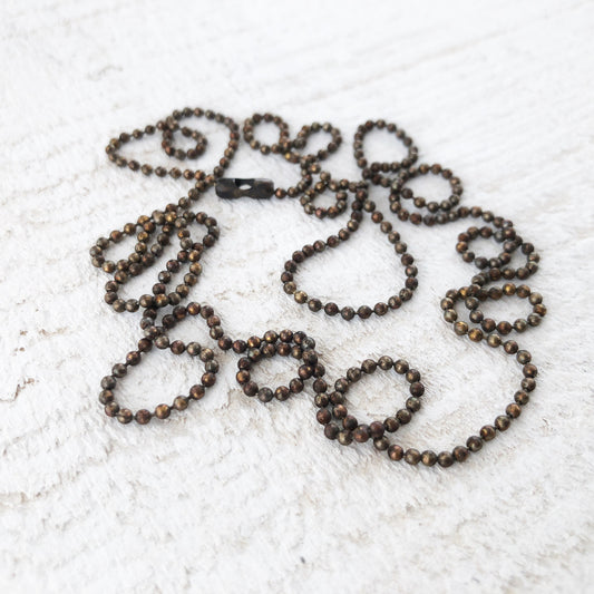 Solid Brass Ball Chain 1.8mm with Connector, Aged Finish, Custom Necklace Length