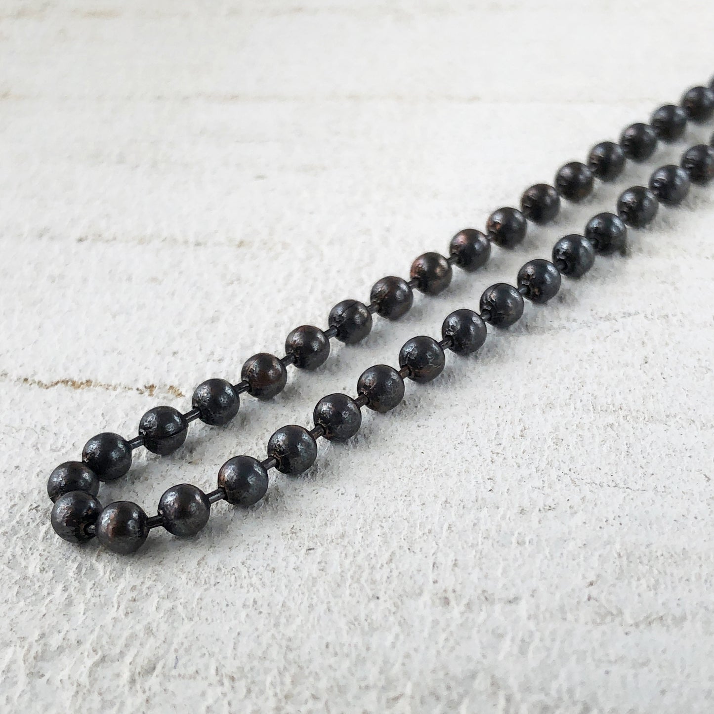 3.2mm Oxidized Copper Ball Chain Necklace – Solid Copper, Hand Antiqued, Custom Length