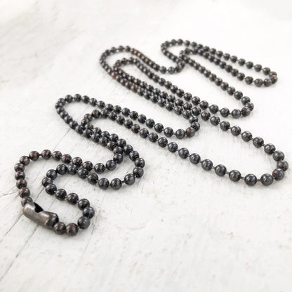3.2mm Oxidized Copper Ball Chain Necklace – Solid Copper, Hand Antiqued, Custom Length