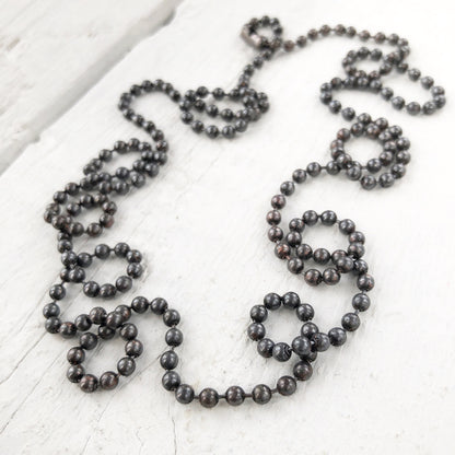 3.2mm Oxidized Copper Ball Chain Necklace – Solid Copper, Hand Antiqued, Custom Length
