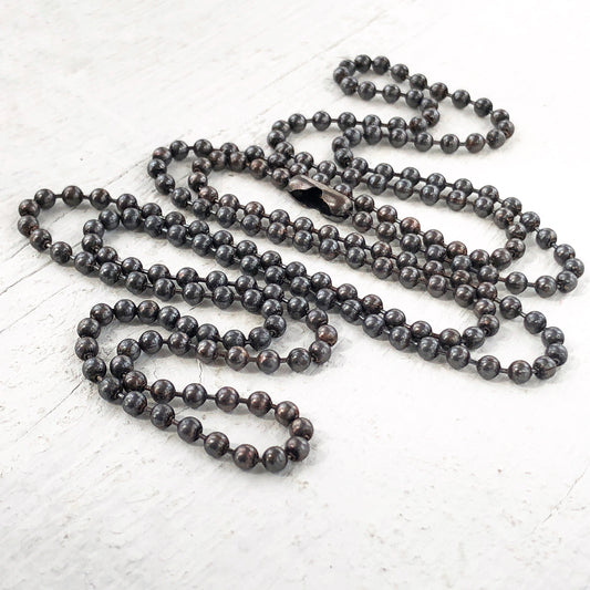 3.2mm Oxidized Copper Ball Chain Necklace – Solid Copper, Hand Antiqued, Custom Length