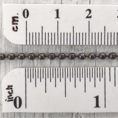 2.4mm Antiqued Solid Copper Necklace Ball-bar, faceted, or ball Chain with End Connector, Oxidized Solid Copper Ball Bar Chain
