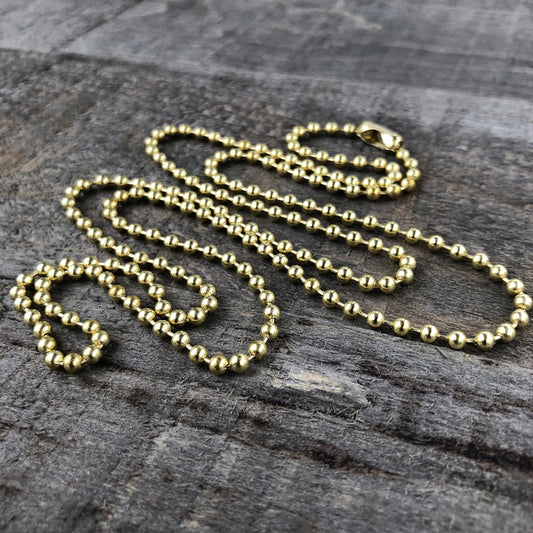 2.4mm Solid Brass Ball Chain Necklace with Connector – Custom Length